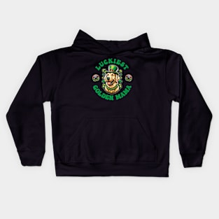 Luckiest Golden Mama - St Patricks Day Golden Retriever Kids Hoodie